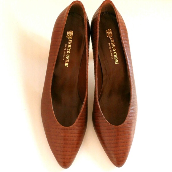 EUC Enrico Gerbi Brown Leather Pumps - Picture 3 of 7